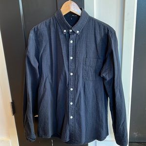 OAK + FORT Cotton Navy Long Sleeve Button Down Shirt